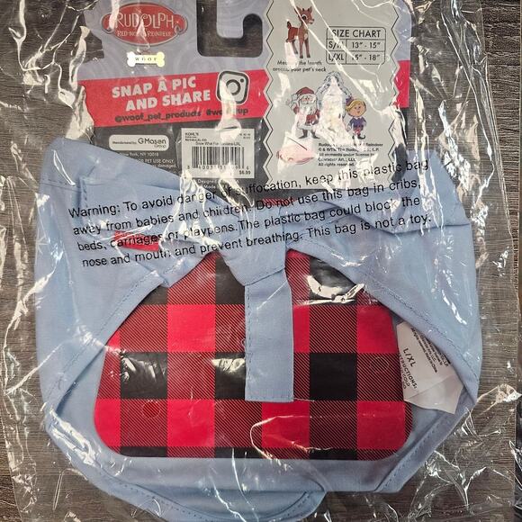 Rudolph Snow What Fun Pet Bandana, Size: Large/XL, Blue NWT - Picture 2 of 3